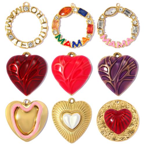 Pendentifs en titane, Acier titane, Placage, DIY & styles différents pour le choix & émail & avec strass, plus de couleurs à choisir, 3PC/sac, Vendu par sac