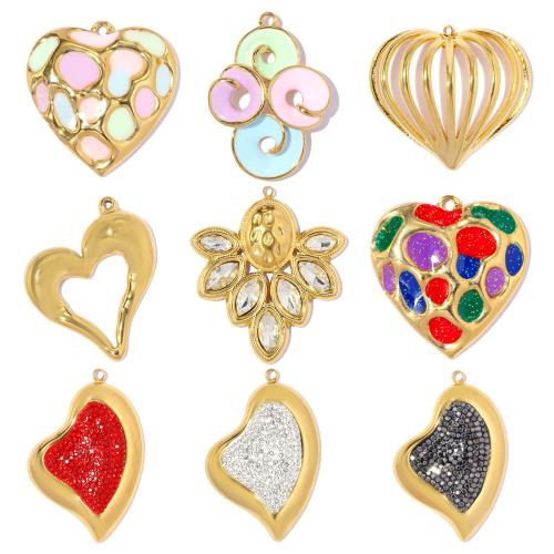 Pendentifs en titane, Acier titane, Placage, DIY & styles différents pour le choix & émail & avec strass, plus de couleurs à choisir, 3PC/sac, Vendu par sac