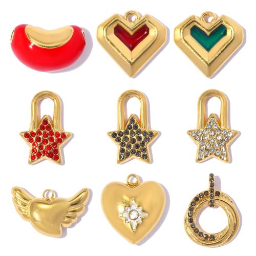 Pendentifs en titane, Acier titane, Placage, DIY & styles différents pour le choix & émail & avec strass, plus de couleurs à choisir, 3PC/sac, Vendu par sac