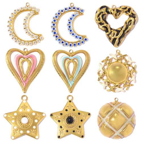 Pendentifs en titane, Acier titane, Placage, DIY & styles différents pour le choix & émail & avec strass, plus de couleurs à choisir, 3PC/sac, Vendu par sac