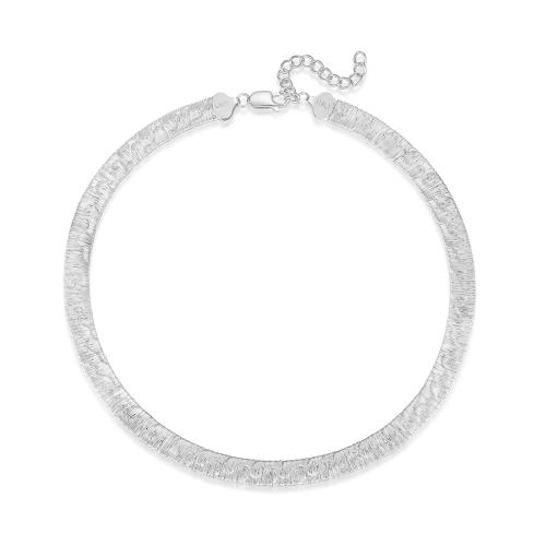 925er Sterling Silber Halskette, mit Verlängerungskettchen von 5cm, gebürstet & für Frau, keine, Länge:37 cm, verkauft von PC