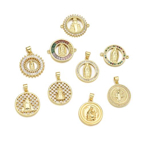 Befestigter Zirkonia Messing Anhänger, goldfarben plattiert, DIY & verschiedene Stile für Wahl & Micro pave Zirkonia, verkauft von PC