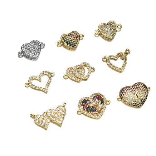 Zircon cubique Micro Pave laiton Connecteur, coeur, Placage, DIY & styles différents pour le choix & pavé de micro zircon, Vendu par PC