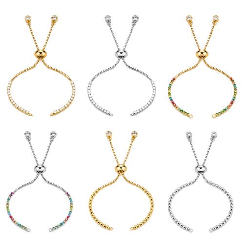 Conclusions de Bracelet en laiton, Placage, DIY & chaîne de boîte & styles différents pour le choix & pavé de micro zircon, Longueur:12 cm, Vendu par PC