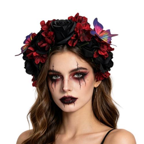 paño Banda de pelo, Flor, hecho a mano, Diseño de Halloween & para mujer, más colores para la opción, 200x220mm, Vendido por UD