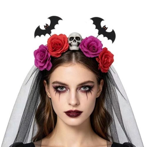 paño Banda de pelo, Calavera, hecho a mano, Diseño de Halloween & para mujer, más colores para la opción, Vendido por UD