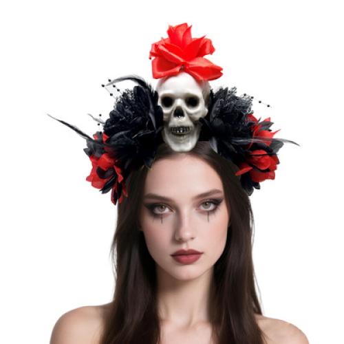 paño Banda de pelo, Calavera, hecho a mano, Diseño de Halloween & para mujer, más colores para la opción, 270x250mm, Vendido por UD