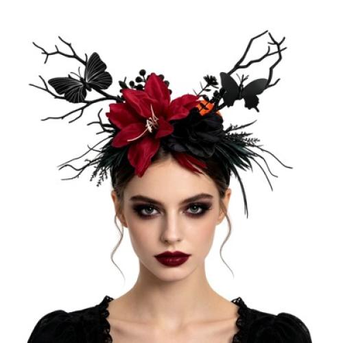 Plástico Banda de pelo, Flor, hecho a mano, Diseño de Halloween & para mujer, más colores para la opción, 380x320mm, Vendido por UD