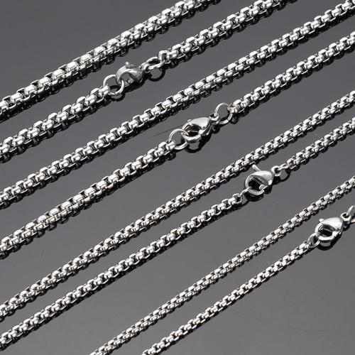 Cadena de Collar, acero inoxidable, longitud diferente para la opción & diverso tamaño para la opción & cadena de caja, color original, Vendido por Sarta