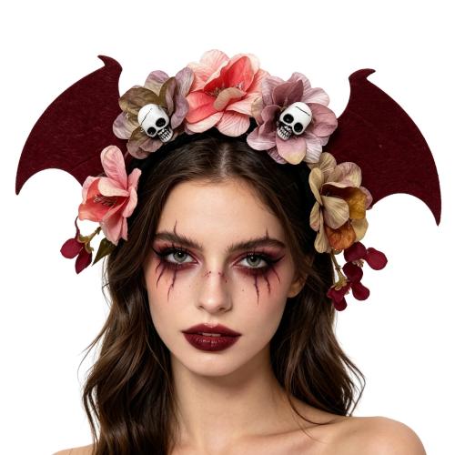 paño Banda de pelo, Flor, hecho a mano, Diseño de Halloween & para mujer, más colores para la opción, 180x280mm, Vendido por UD