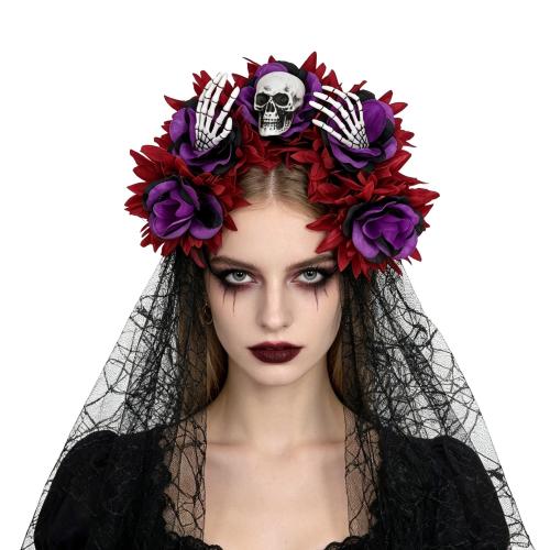 paño Banda de pelo, Calavera, hecho a mano, Diseño de Halloween & para mujer, más colores para la opción, Vendido por UD