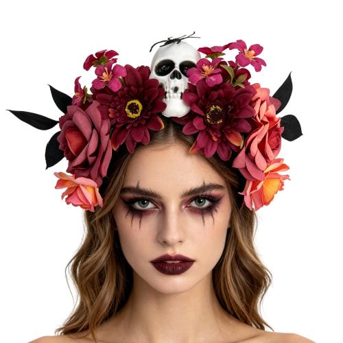 Plástico Banda de pelo, Flor, hecho a mano, Diseño de Halloween & para mujer, más colores para la opción, 210x290mm, Vendido por UD