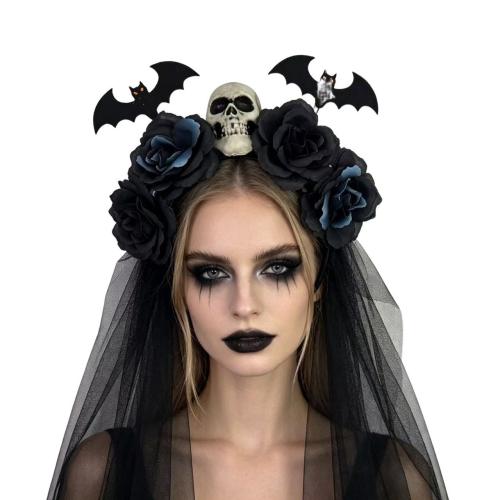paño Banda de pelo, Calavera, hecho a mano, Diseño de Halloween & para mujer, más colores para la opción, Vendido por UD
