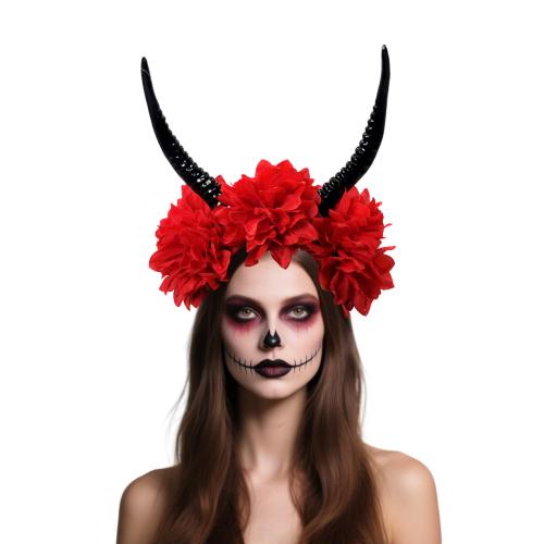 Plástico Banda de pelo, con paño, hecho a mano, Diseño de Halloween & con patrón de flores & para mujer, más colores para la opción, 300x260mm, Vendido por UD