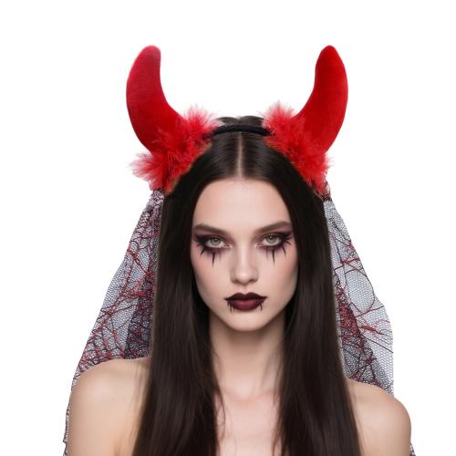 paño Banda de pelo, Cuerno, hecho a mano, Diseño de Halloween & para mujer, más colores para la opción, Vendido por UD