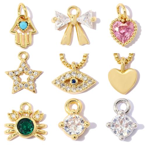 Cubic Zirkonia (CZ) Messing Anhänger, plattiert, DIY & verschiedene Stile für Wahl & mit kubischem Zirkonia, keine, 5PCs/Tasche, verkauft von Tasche