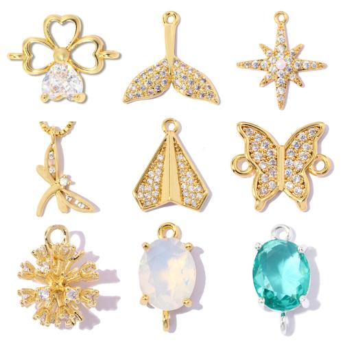 Pendentifs en laiton zircon cubique (CZ), Placage, DIY & styles différents pour le choix & avec zircone cubique, plus de couleurs à choisir, 5PC/sac, Vendu par sac