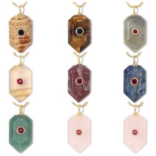 Edelstein Anhänger Schmuck, Messing, mit Edelstein, plattiert, DIY & verschiedene Stile für Wahl & mit kubischem Zirkonia, keine, 3PCs/Tasche, verkauft von Tasche