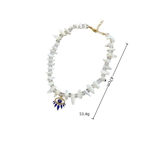 White Shell Necklace, with Tibetan Style, Evil Eye, handmade, Bohemian style & for woman & enamel, Length:Approx 47 cm, Sold By PC