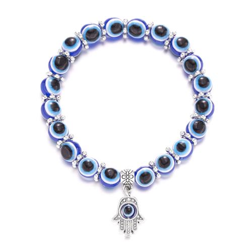 Kristall Armband, mit Zinklegierung, blöser Blick, handgemacht, unisex & verschiedene Stile für Wahl, beads size 8mm, Länge:ca. 18 cm, verkauft von PC