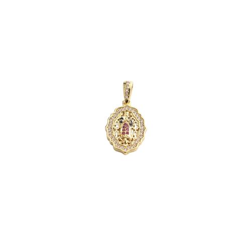 Cubic Zirconia Micro Pave Brass Pendants, gold color plated, DIY & micro pave cubic zirconia, 25x13x5mm, Sold By PC