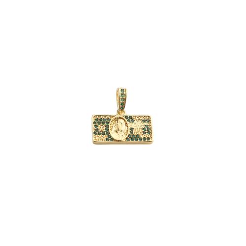 Cubic Zirconia Micro Pave Brass Pendants, gold color plated, DIY & micro pave cubic zirconia, 17x16x5mm, Sold By PC