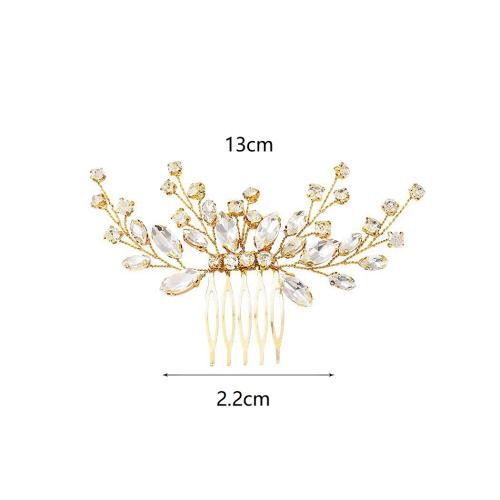 Decorative Hair Combs, Iron, with Glass Rhinestone, handmade, for woman, more colors for choice, 130x80mm, Sold By PC