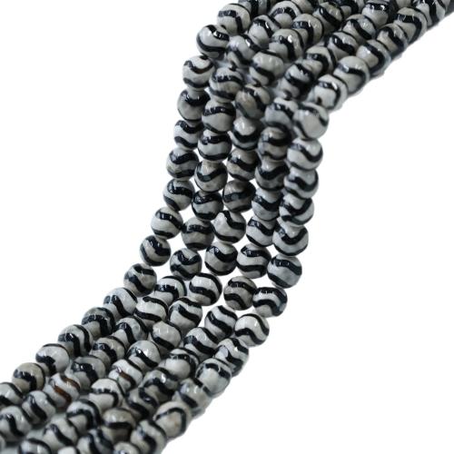 Natürliche Tibetan Achat Dzi Perlen, rund, poliert, DIY & verschiedene Größen vorhanden, keine, verkauft per ca. 38 cm Strang