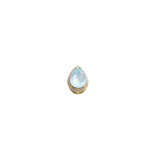 Цирконий Micro Pave латунь подвеска, Латунь, Каплевидная форма, плакирован золотом, DIY & инкрустированное микро кубического циркония, 13x10x7mm, продается PC