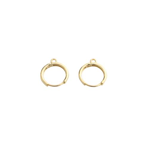 Composant anneau en laiton pour boucle d'oreille, Placage de couleur d'or, DIY, 16x14x2mm, Vendu par PC