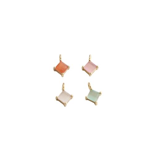 Cubic Zirconia Micro Pave Brass Pendants, Rhombus, gold color plated, DIY & micro pave cubic zirconia, more colors for choice, 12x8x4mm, Sold By PC