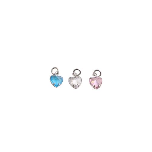 Cubique Pendentif en laiton zircon pavent, coeur, Placage, DIY & pavé de micro zircon, plus de couleurs à choisir, 12x7x4mm, Vendu par PC