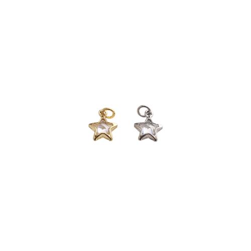 Cubique Pendentif en laiton zircon pavent, étoile, Placage, DIY & pavé de micro zircon, plus de couleurs à choisir, 12x8x3mm, Vendu par PC