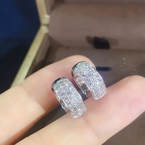 Boucles d'oreilles en laiton zircon cubique pavent, bijoux de mode & pavé de micro zircon & pour femme, 16x7mm, Vendu par paire