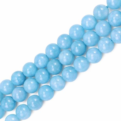 Edelstein Schmuckperlen, Aquamarin, rund, poliert, DIY & verschiedene Größen vorhanden, verkauft per ca. 38 cm Strang