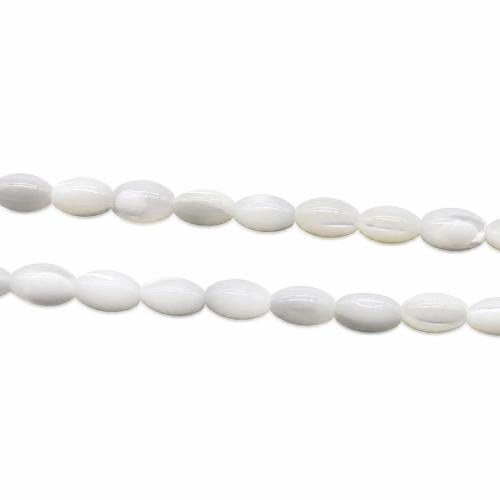 Weiße Lippenschale Perle, DIY, 3x5mm, verkauft per ca. 38 cm Strang
