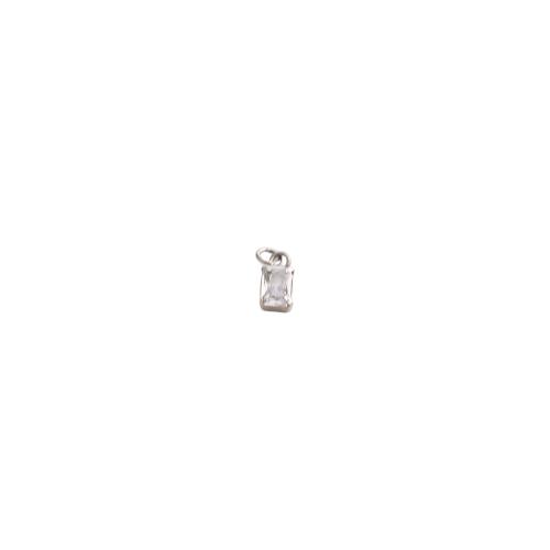 Befestigter Zirkonia Messing Anhänger, Rechteck, plattiert, DIY & Micro pave Zirkonia, 12x5x3mm, verkauft von PC