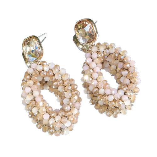 cristal Boucle d'oreille goutte, fait à la main, pour femme & avec strass & creux, plus de couleurs à choisir, 25x50mm, Vendu par paire