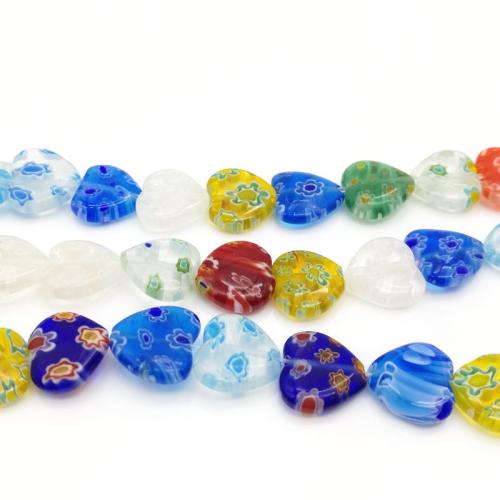 Millefiori Scheibe Lampwork Perlen, Herz, DIY & verschiedene Größen vorhanden, keine, verkauft per ca. 35 cm Strang