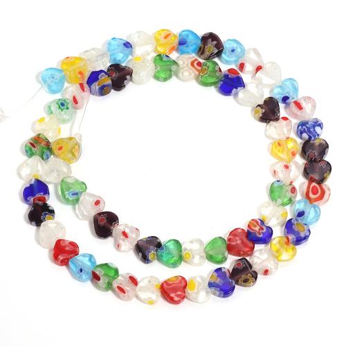 Millefiori Scheibe Lampwork Perlen, Herz, DIY & verschiedene Größen vorhanden, keine, verkauft von Strang