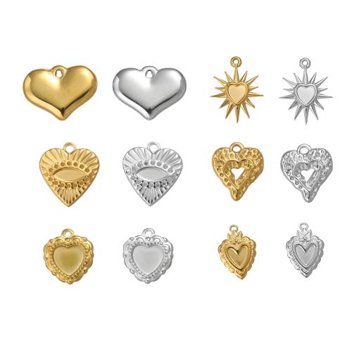 Acier inoxydable Coeur Pendentifs, Acier inoxydable 304, Placage, DIY & styles différents pour le choix, Vendu par PC