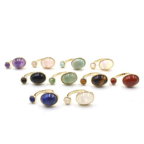 Edelstein Manschette Fingerring, mit Zinklegierung, plattiert, verschiedenen Materialien für die Wahl & unisex, gemstone size 12x16mm, 5mm, verkauft von PC