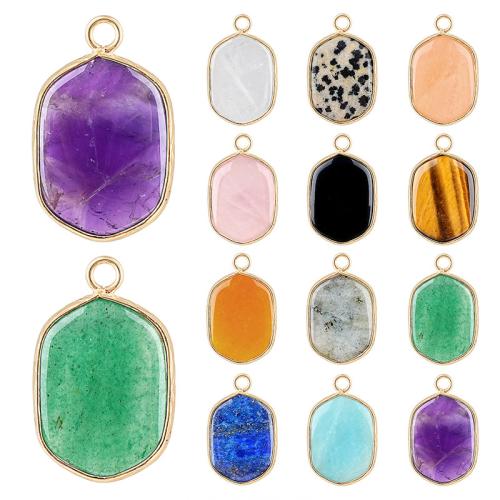 Bijoux Pendentifs en pierres gemmes, pierre gemme, avec alliage de zinc, Motif géométrique, Placage de couleur d'or, DIY & différents matériaux pour le choix, 16x25mm, Vendu par PC