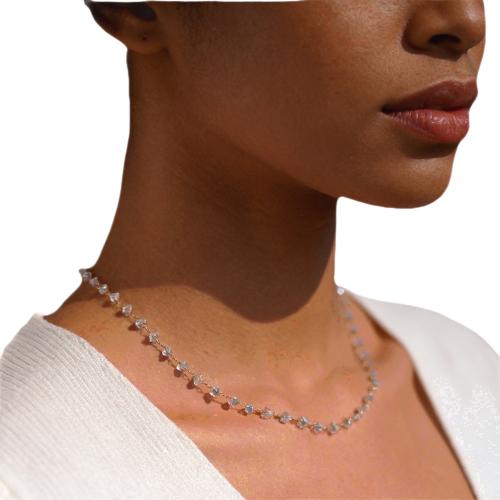 Acier inoxydable 304 collier, avec cristal & alliage de zinc, avec 5cm chaînes de rallonge, Placage, bijoux de mode & pour femme, plus de couleurs à choisir, Longueur:Environ 40 cm, Vendu par PC