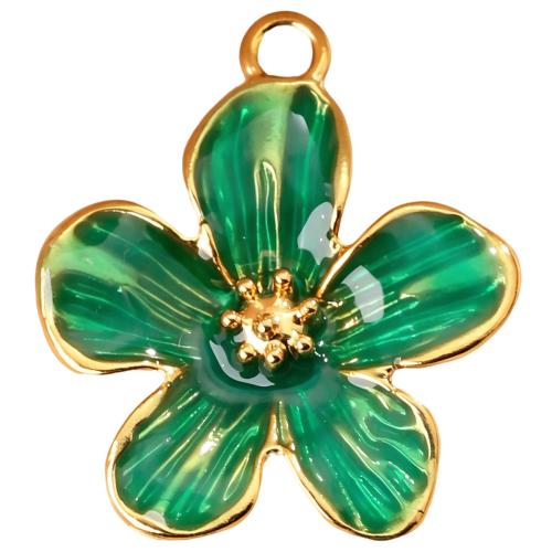 Stainless Steel Flower Pendant, 304 Stainless Steel, gold color plated, DIY & enamel, more colors for choice, 21x25mm, Sold By PC