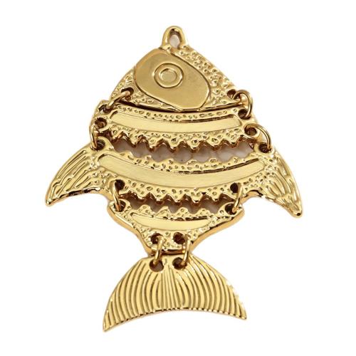 Stainless Steel Animal Pendants, 304 Stainless Steel, with turquoise, Fish, gold color plated, DIY & different styles for choice, Sold By PC