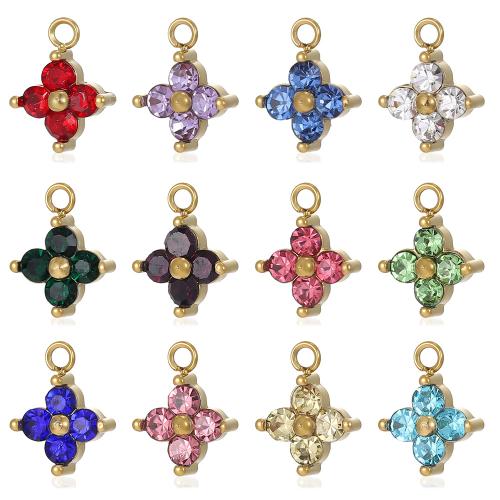 Pendentif zircon cubique, Acier inoxydable 304, Placage de couleur d'or, DIY & pavé de micro zircon, plus de couleurs à choisir, 6x8mm, Vendu par PC
