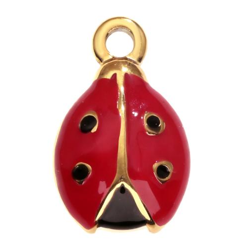 Acier inoxydable animaux Pendentifs, Acier inoxydable 304, Placage de couleur d'or, DIY & styles différents pour le choix & pavé de micro zircon & émail, Vendu par PC