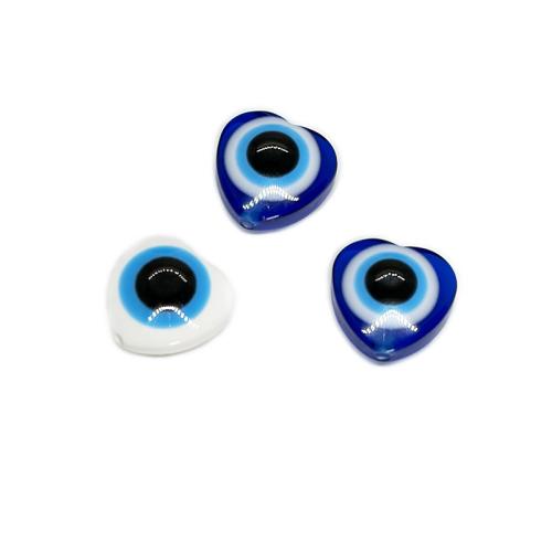 Harz Evil Eye Perlen, Herz, DIY & böser Blick- Muster, keine, 16mm, verkauft von PC