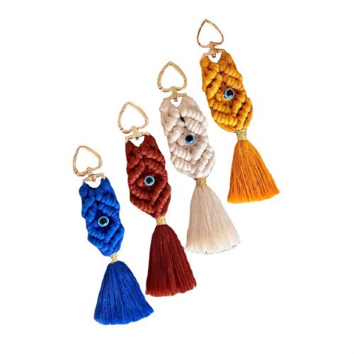 Cotton Thread Hanging Ornaments, Tassel, handmade, Bohemian style & evil eye pattern, more colors for choice, 160mm, Sold By PC